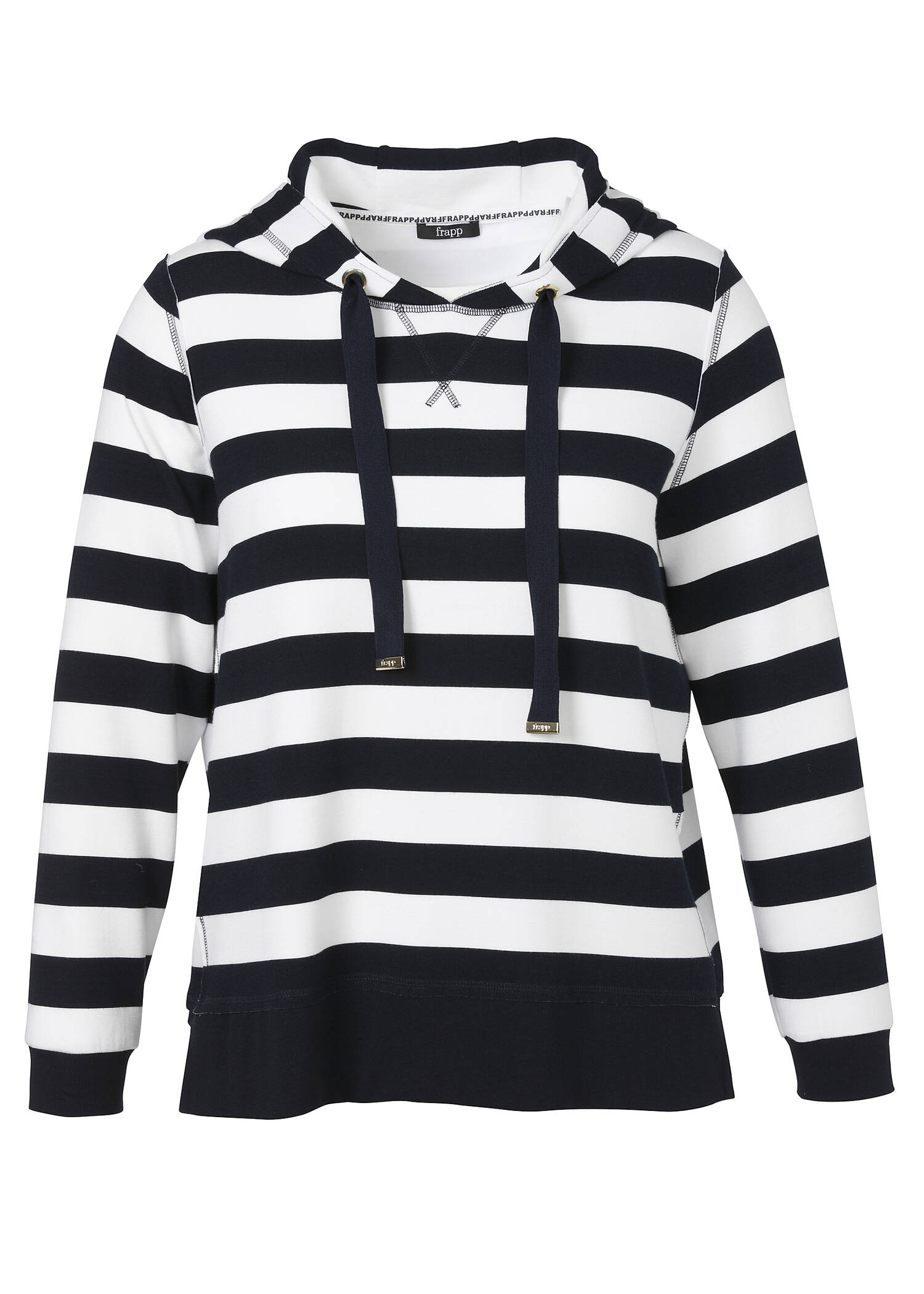 Gestreiftes Sweatshirt mit Kapuze im Marine-Look / 
