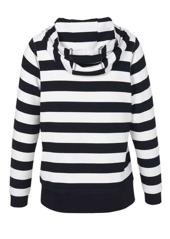 Gestreiftes Sweatshirt mit Kapuze im Marine-Look / 