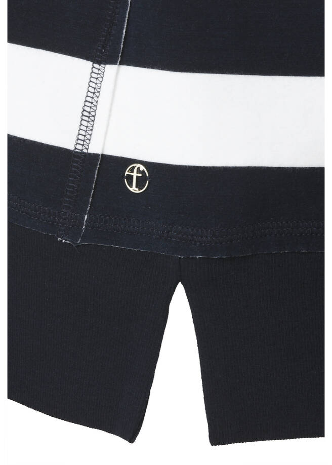 Gestreiftes Sweatshirt mit Kapuze im Marine-Look / 