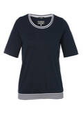 Baumwoll-Stretch Halbarmshirt mit Ringelbund / 