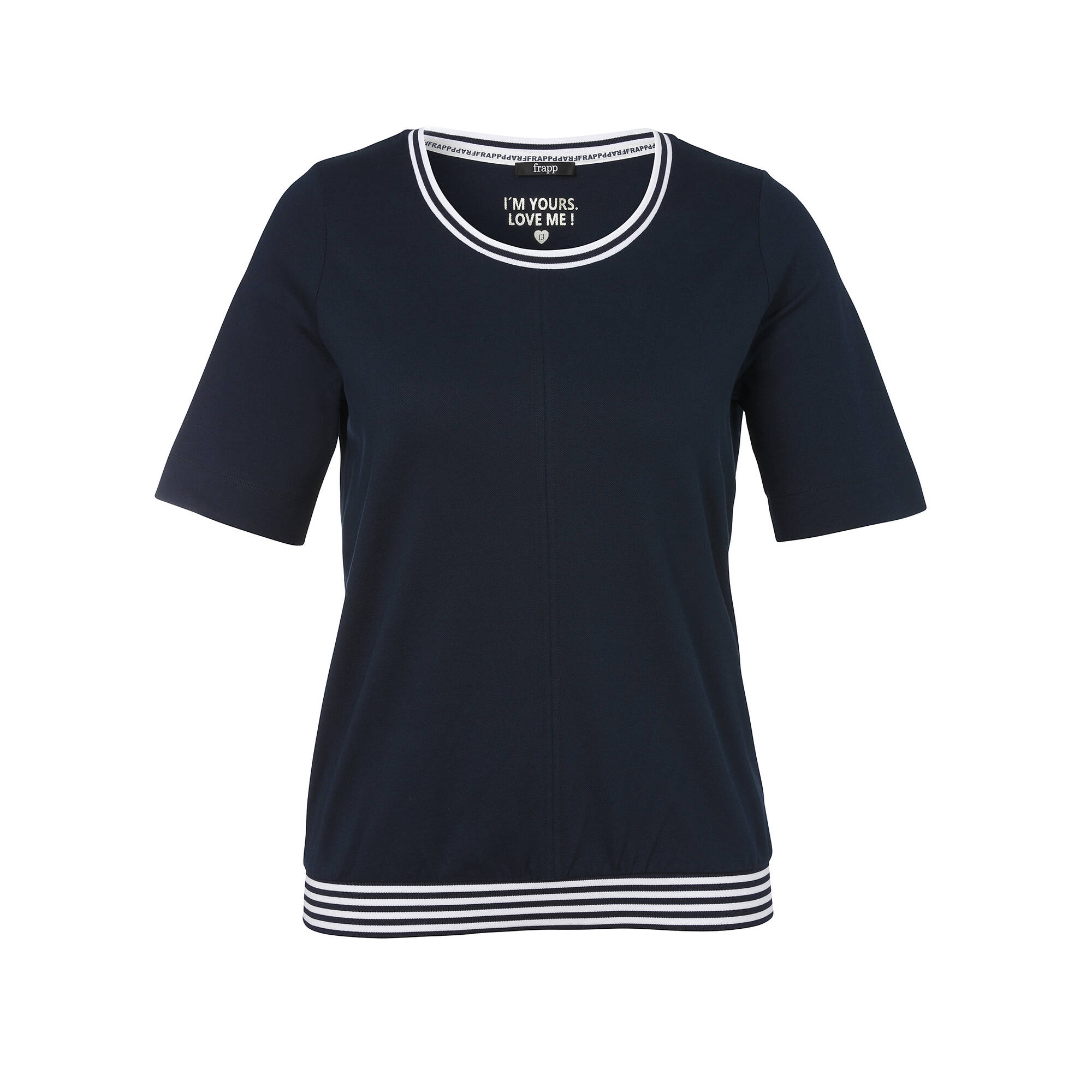 Baumwoll-Stretch Halbarmshirt mit Ringelbund
