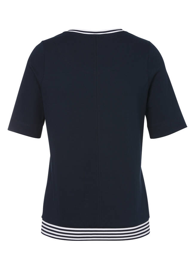 Baumwoll-Stretch Halbarmshirt mit Ringelbund / 