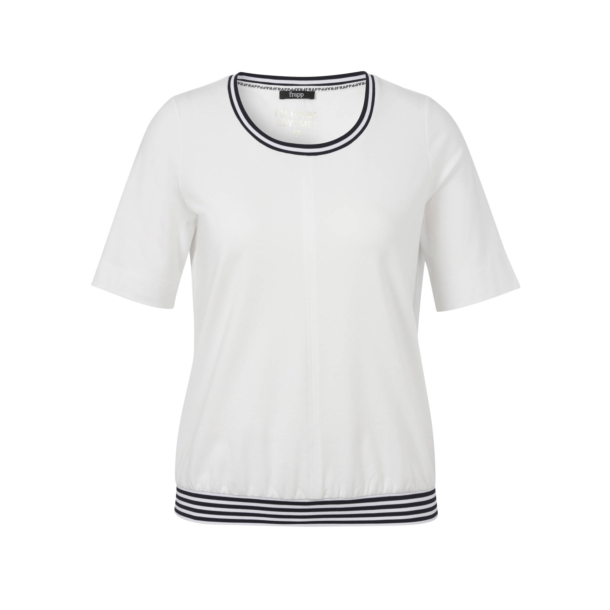 Baumwoll-Stretch Halbarmshirt mit Ringelbund