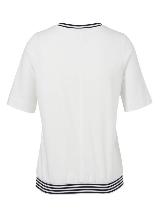 Baumwoll-Stretch Halbarmshirt mit Ringelbund / 