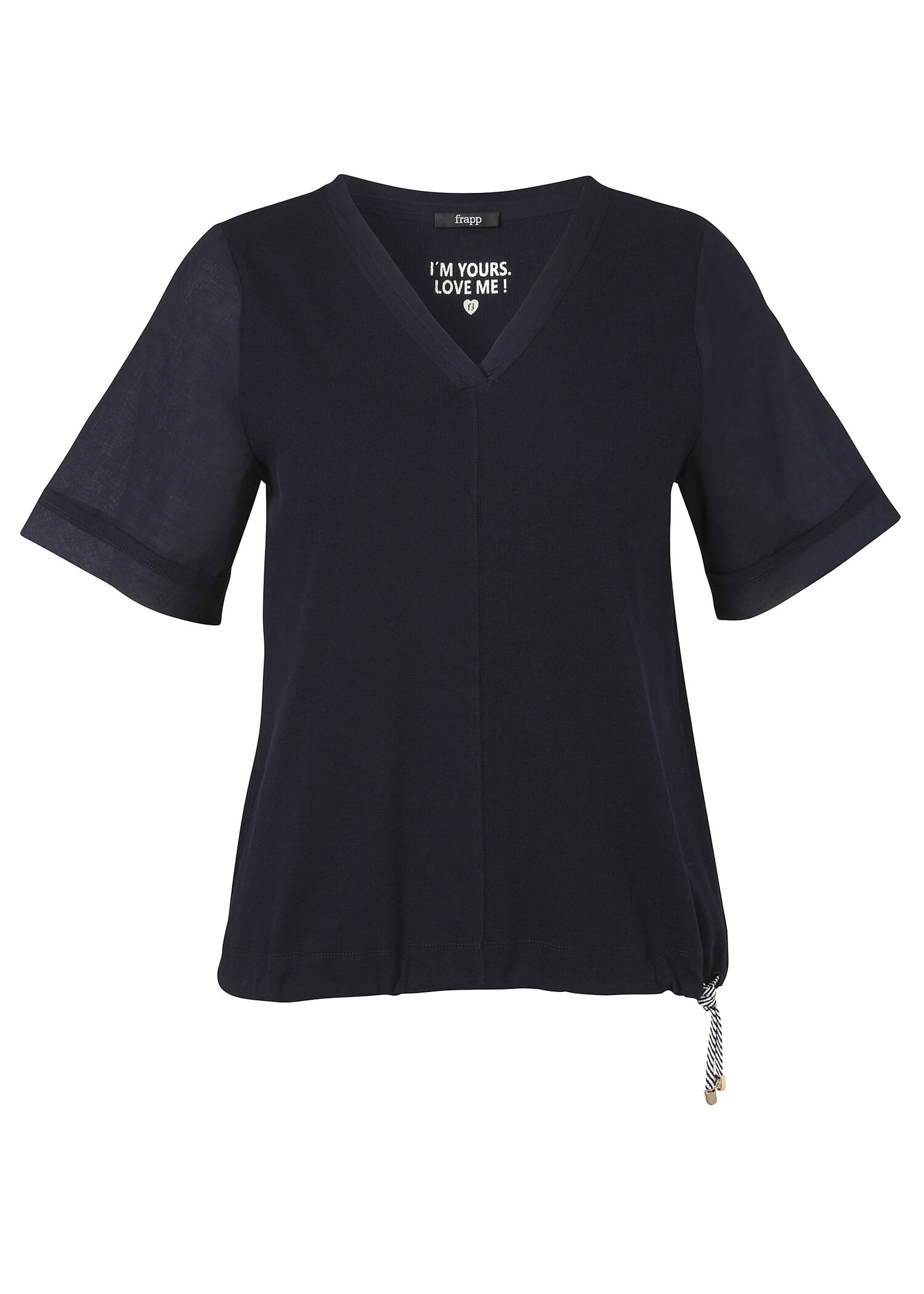 Marineblaues T-Shirt mit Blusenärmeln /