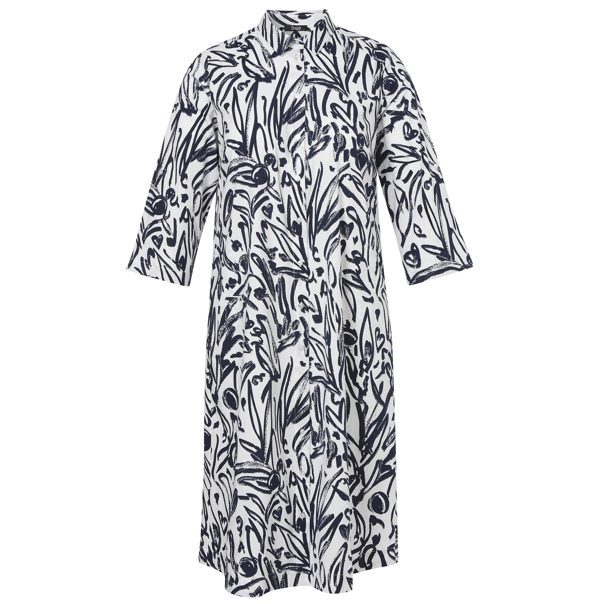 Print Hemdblusenkleid mit Nahttaschen und 3/4-Krempelärmeln