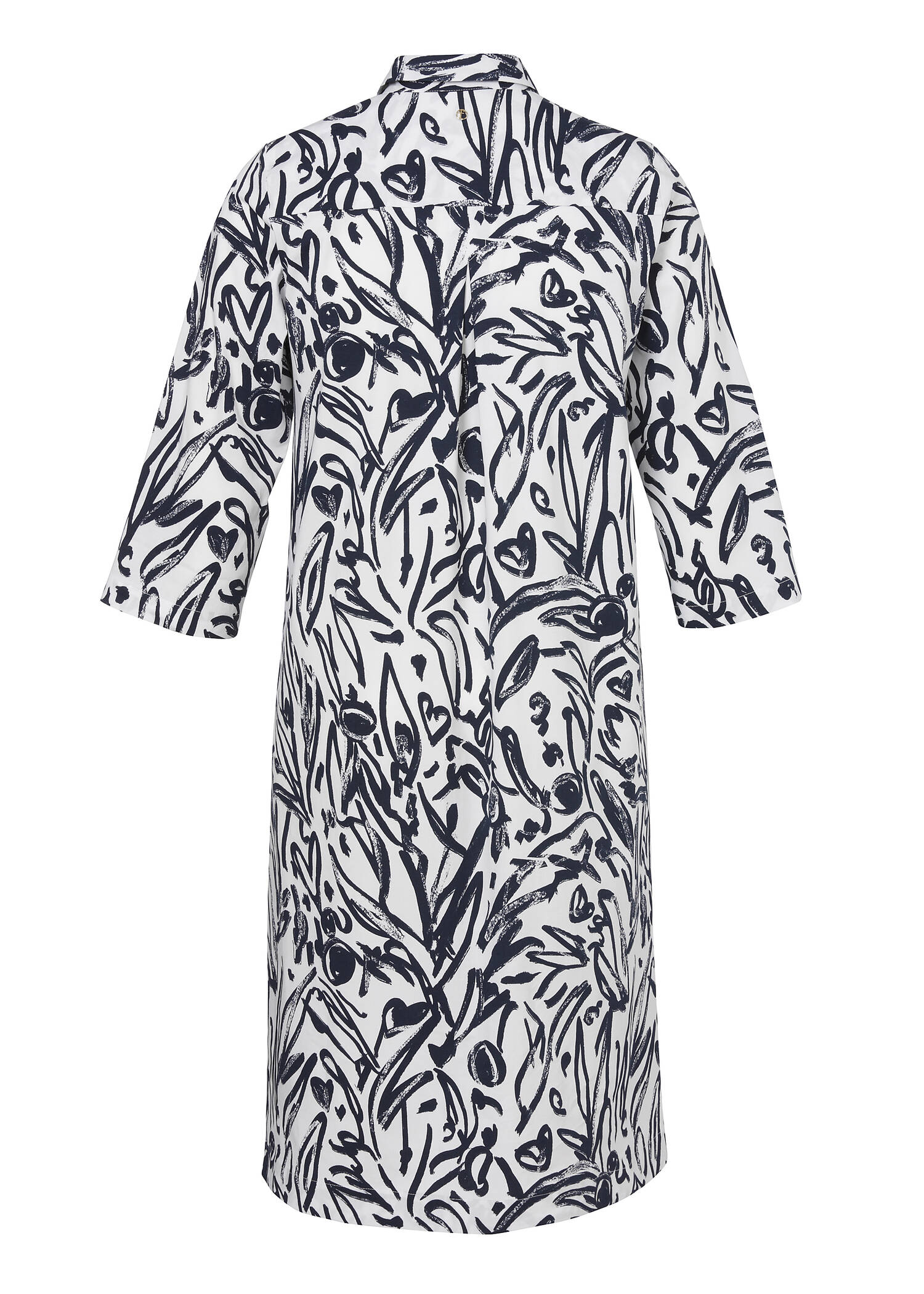 Print Hemdblusenkleid mit Nahttaschen und 3/4-Krempelärmeln /