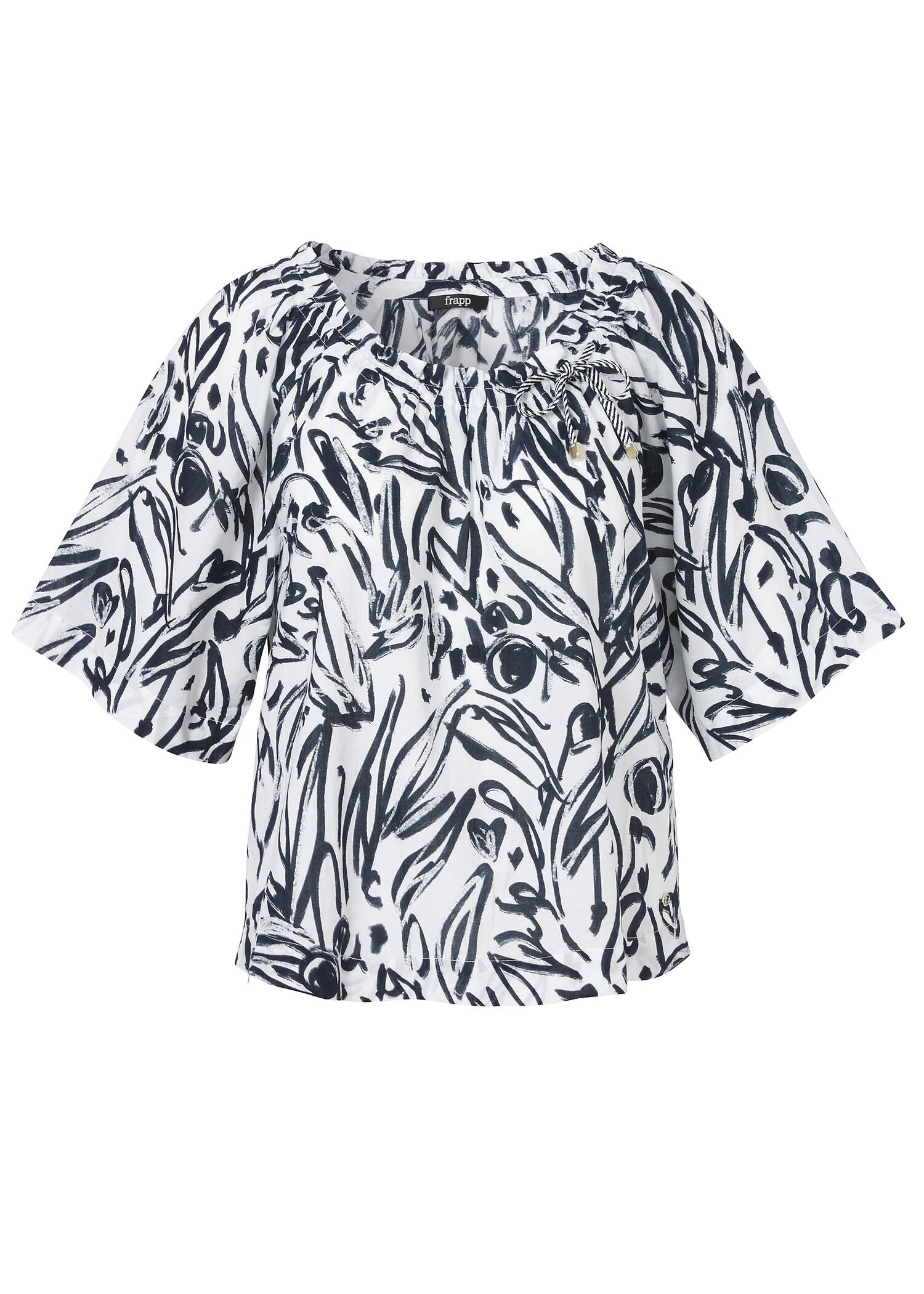 Luftige Halbarmbluse White / Navy /