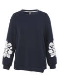 Ausgefallenes 3/4-Arm Sweatshirt mit Stickerei /