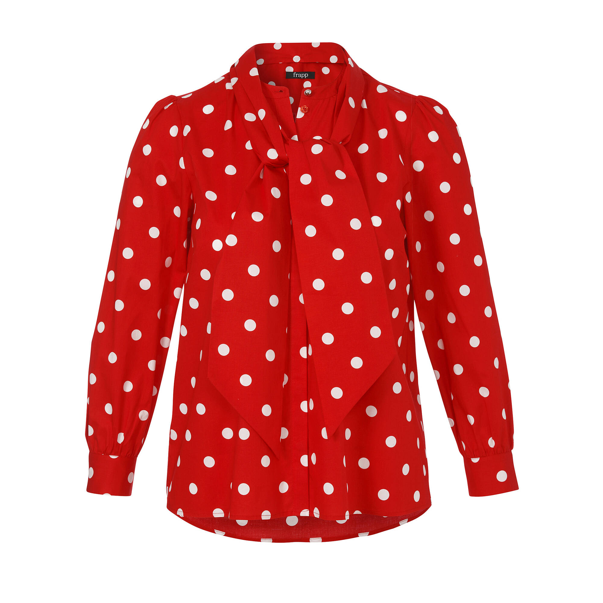 Stehkragen-Bluse Polka Dots mit abnehmbarer Schluppe Stehkragen-Bluse Polka Dots mit abnehmbarer Schluppe