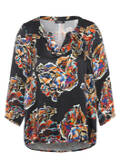 3/4-Arm Print-Bluse Navy Multicolor /