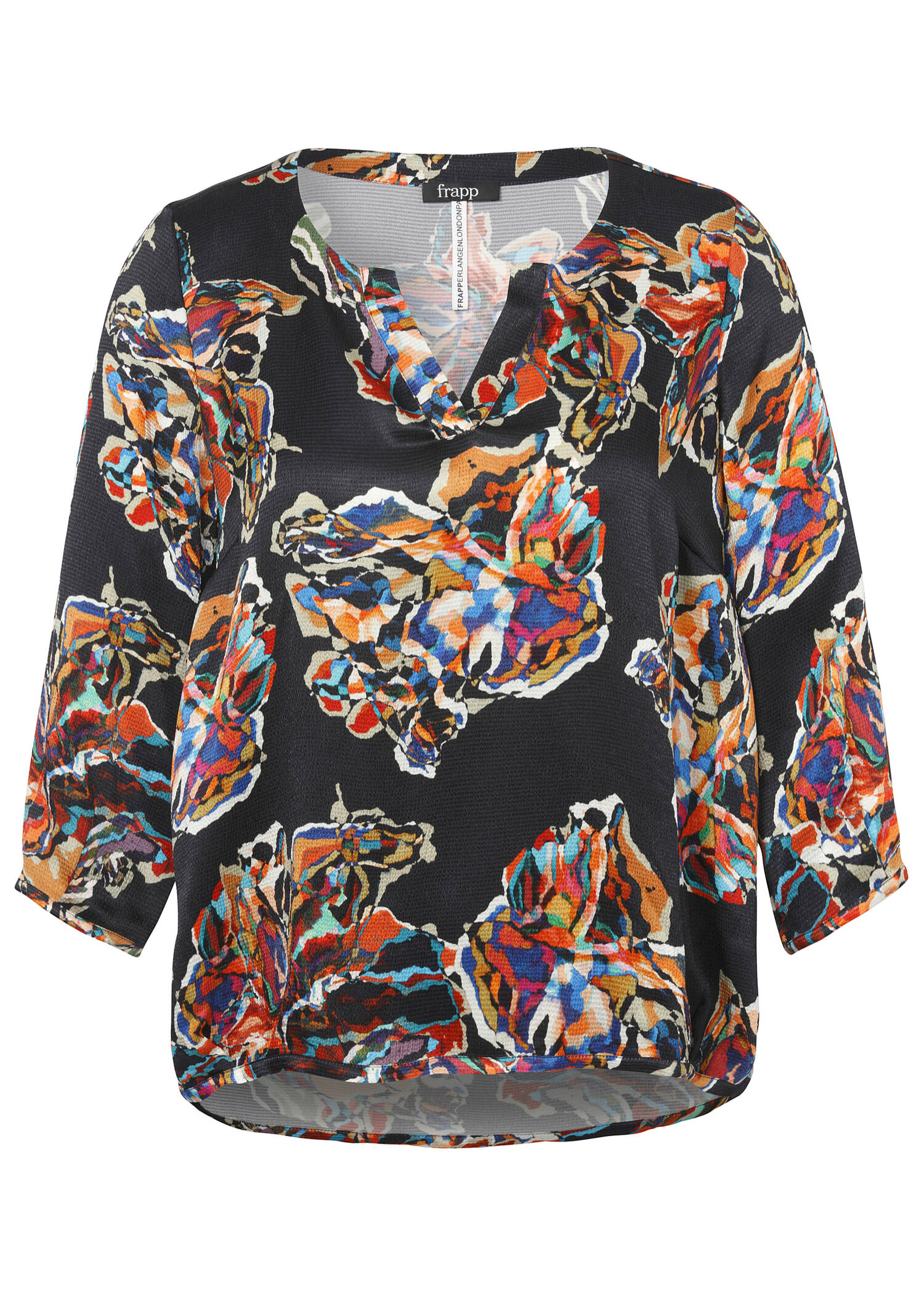3/4-Arm Print-Bluse Navy Multicolor /