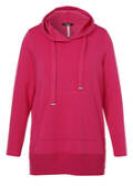 Längeres Hoodie-Sweatshirt mit gestricktem Rippbund / 