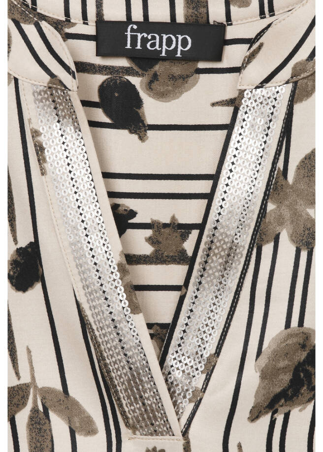 Viskose-Schlupfbluse mit edlem Print / 