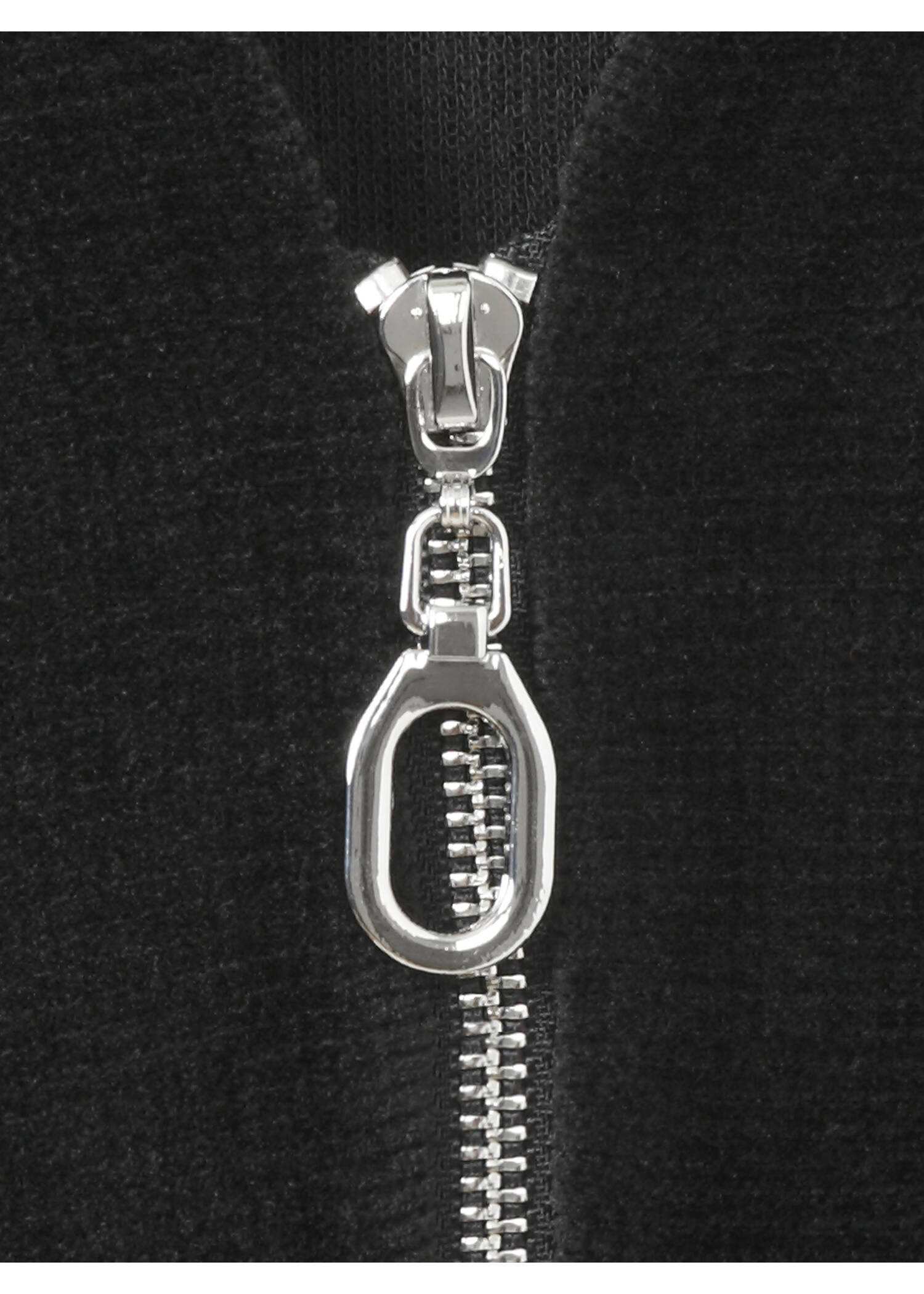 Samtiges Sweatshirt mit V-Ausschnitt und Zipper / 