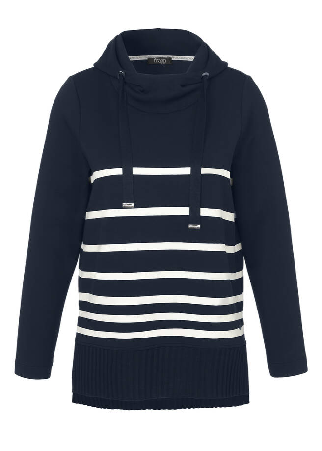 Gestreiftes Sweatshirt Hoodie navy / offwhite Frontansicht