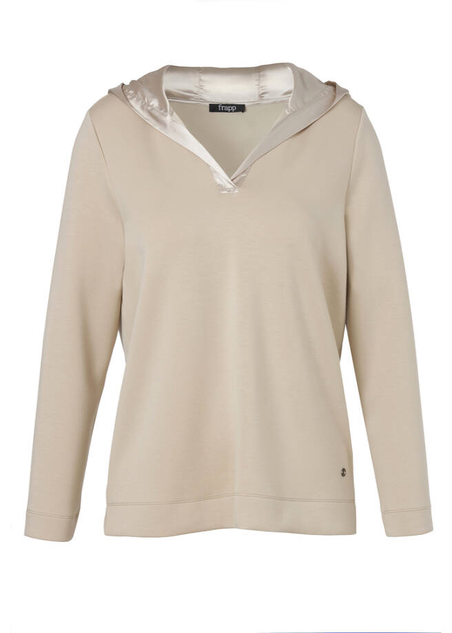 Edel-lässiges Kapuzen-Sweaty bisquit Frontansicht