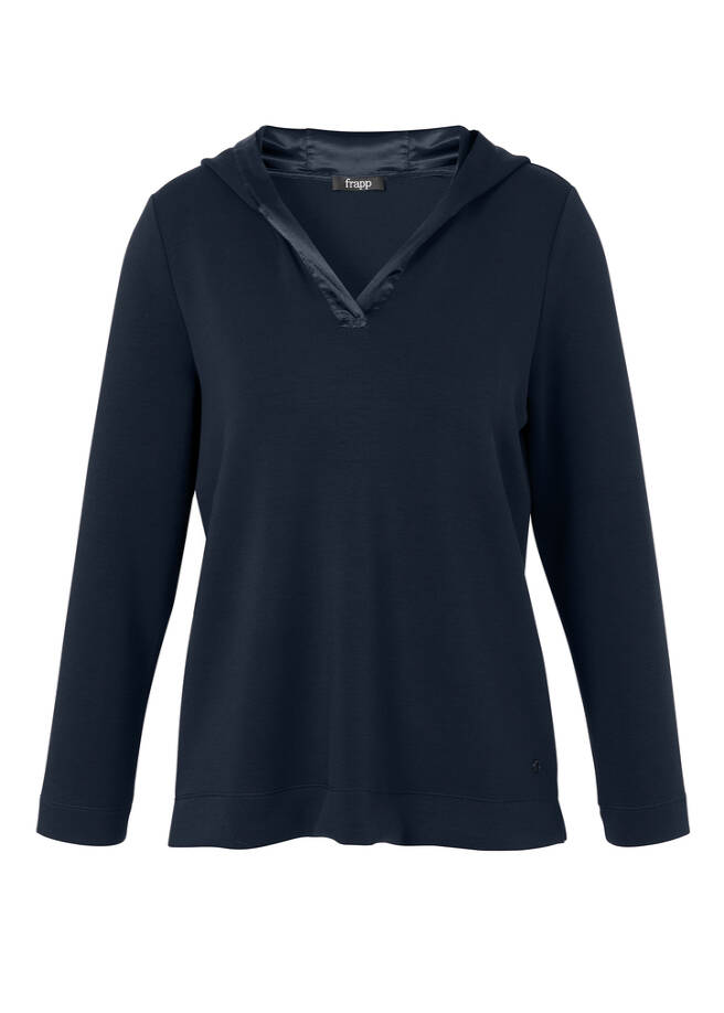 Edel-lässiges Kapuzen-Sweaty navy Frontansicht