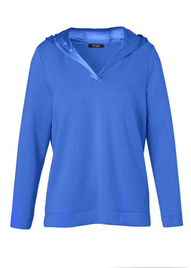 Edel-lässiges Kapuzen-Sweaty azur Frontansicht