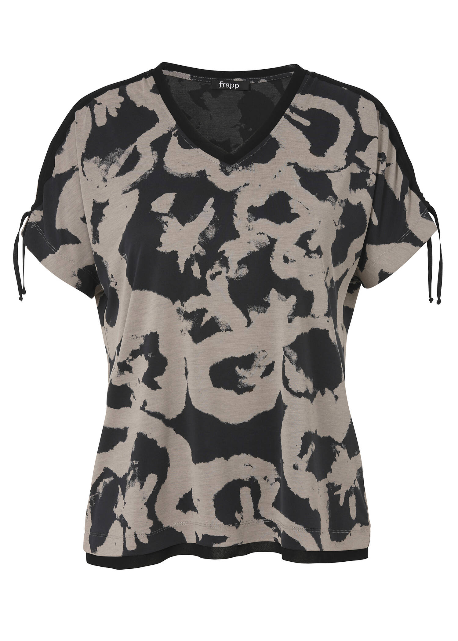 Edles Shirt Bicolor-Print Schwarz - Nougat / 