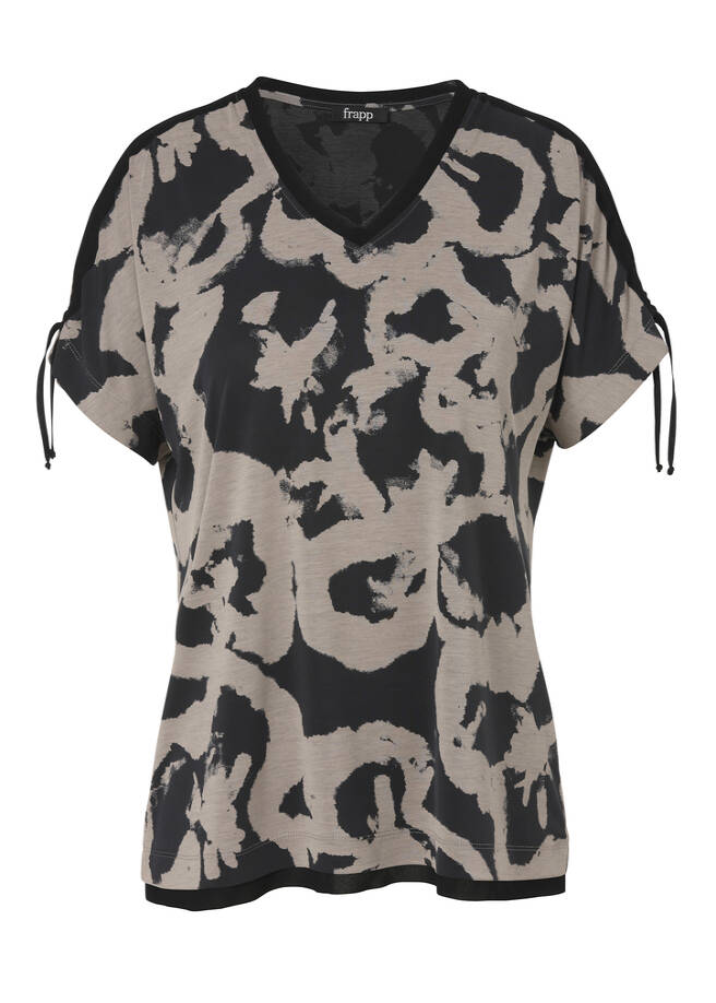 Edles Shirt Bicolor-Print Schwarz - Nougat black multicolor Frontansicht