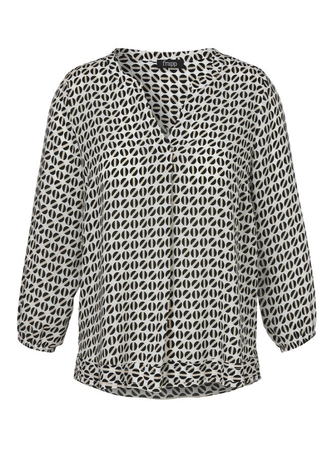 3/4-Arm Viskose-Bluse mit Allover-Print black multicolor Frontansicht