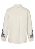 Edle Baumwoll-Stretch Bluse mit Stickerei / 