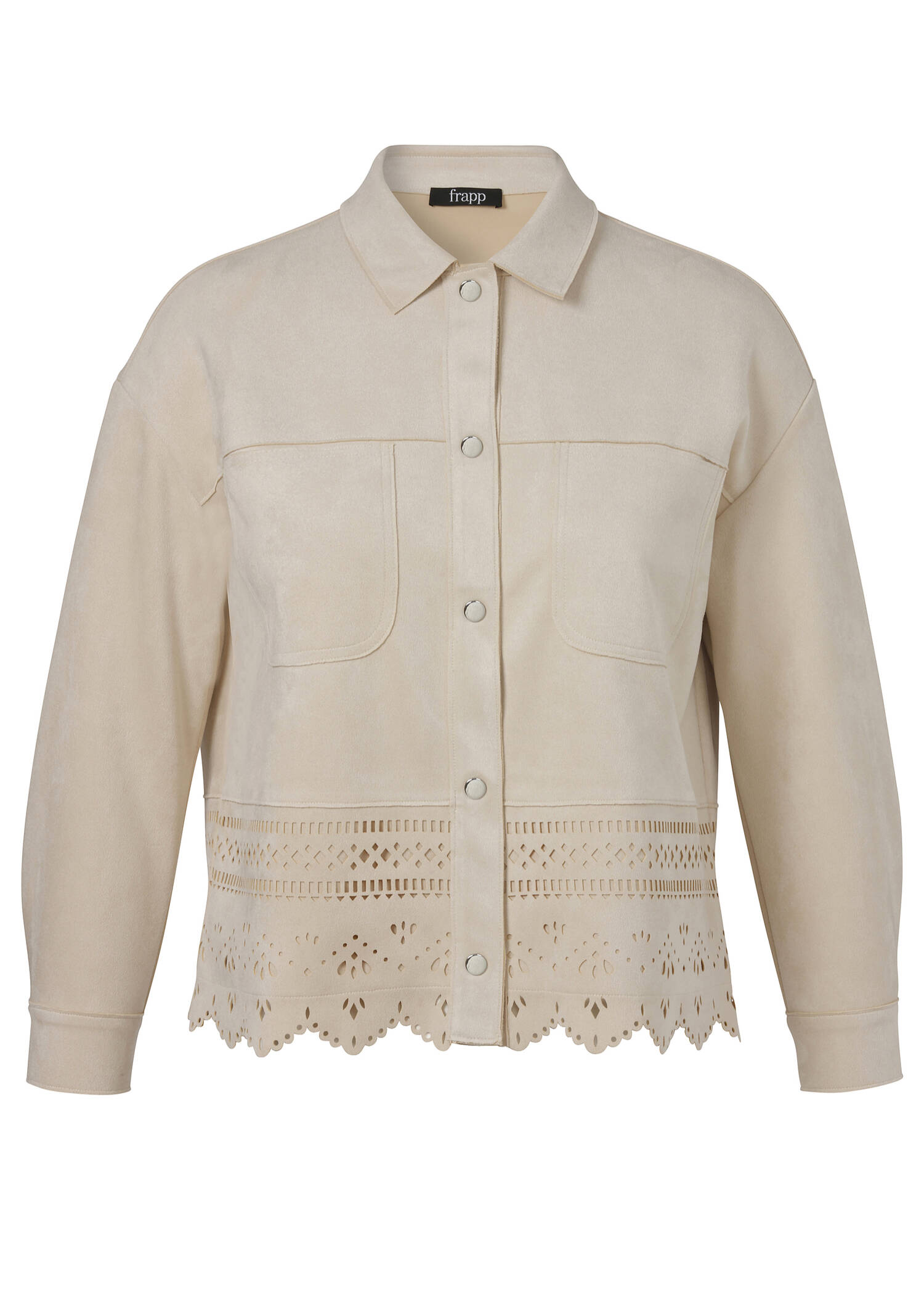 Sandfarbene Jacke im Veloursleder-Look / 