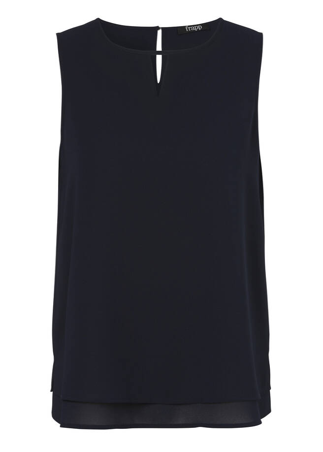 Ärmelloses Blusen-Top navy Frontansicht