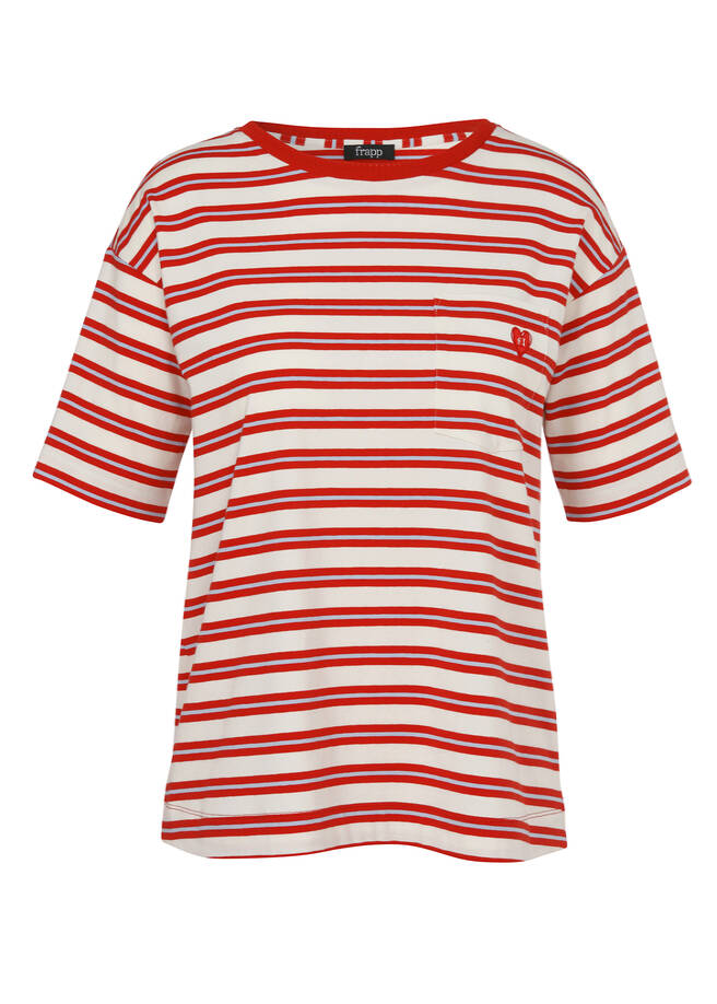 Softes Baumwoll-Jersey T-Shirt red multicolor Frontansicht