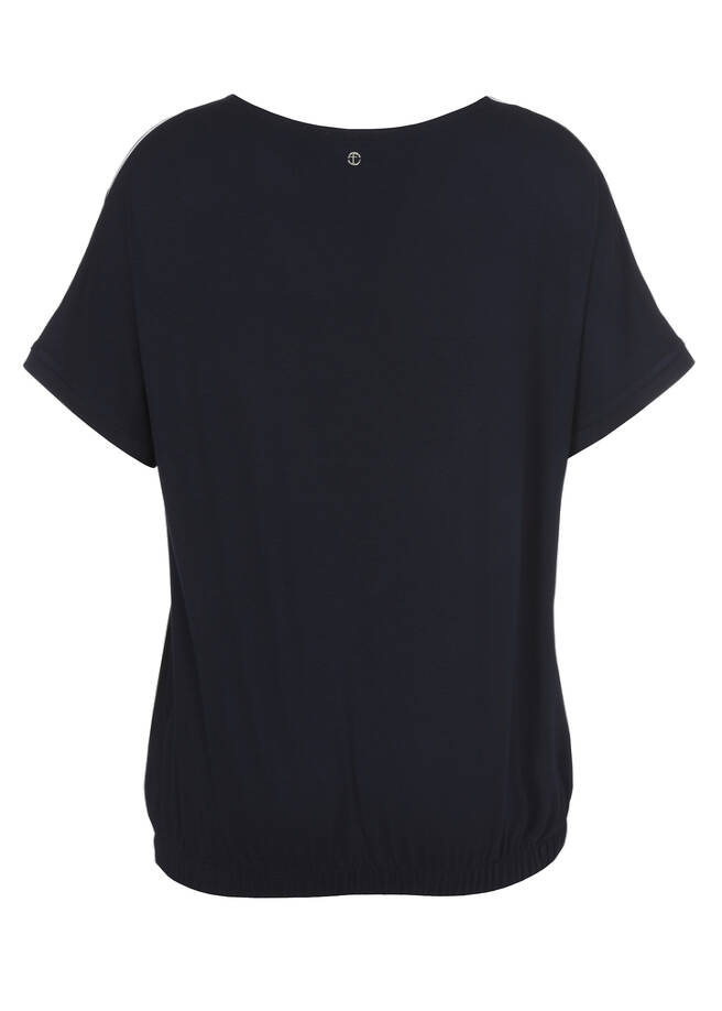 Blusenshirt mit Gummizugsaum Marine / 