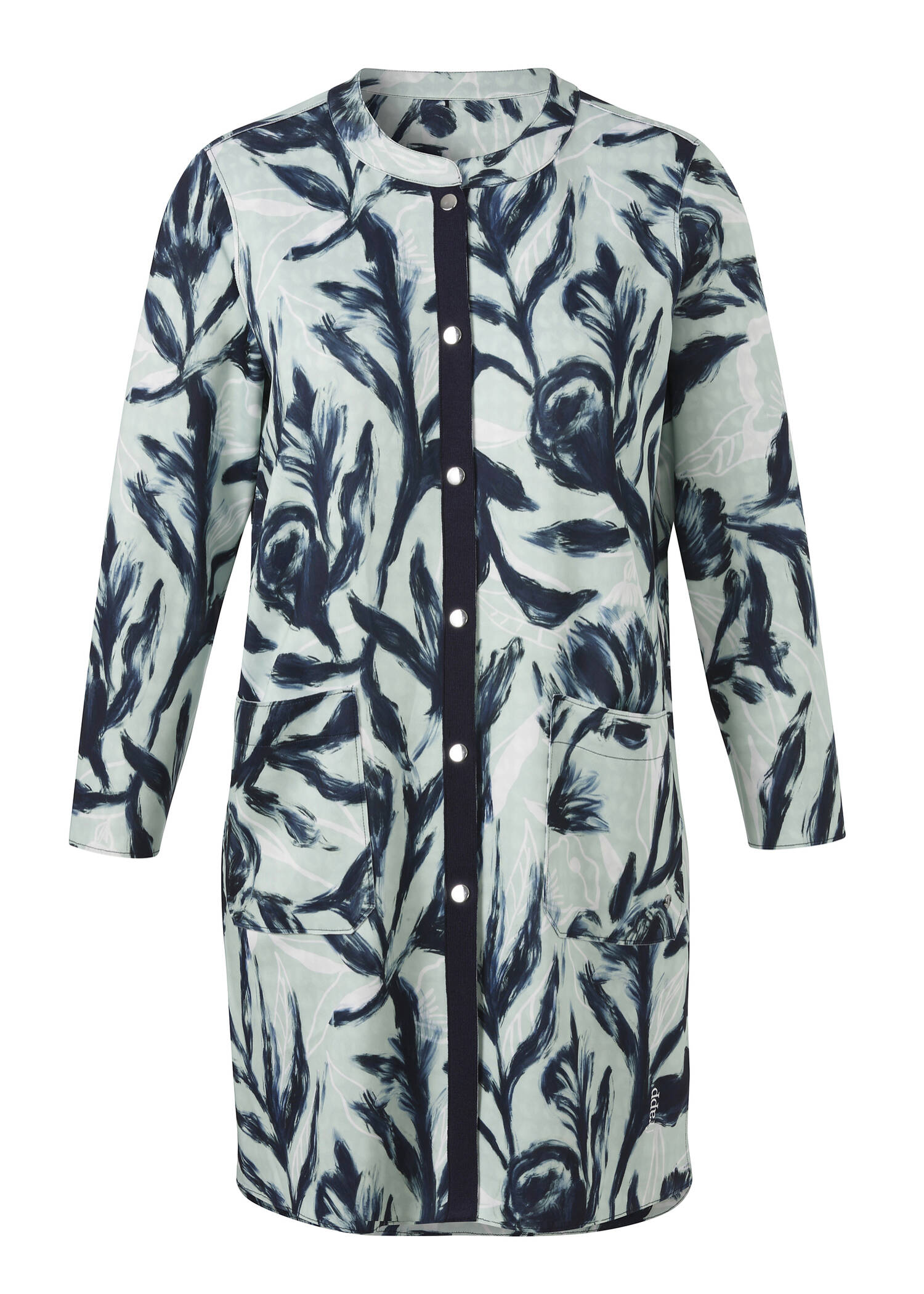 Innovativer Wende-Mantel aus Techno-Scuba mit offenen Kanten / 