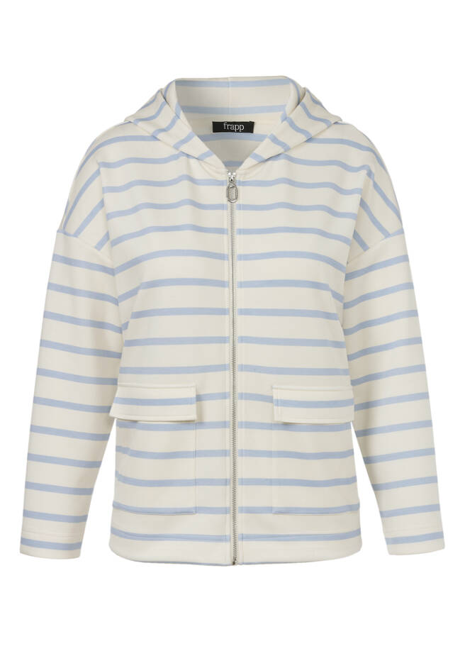 Kapuzen-Sweatjacke mit Zipper butter / powder blue Frontansicht