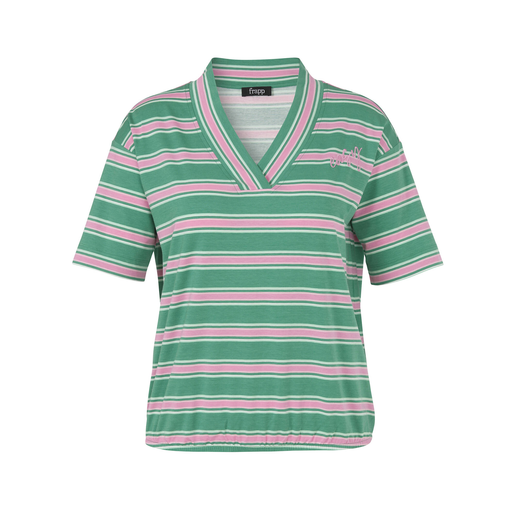 Softes T-Shirt Mit Streifen Und Gummizugsaum