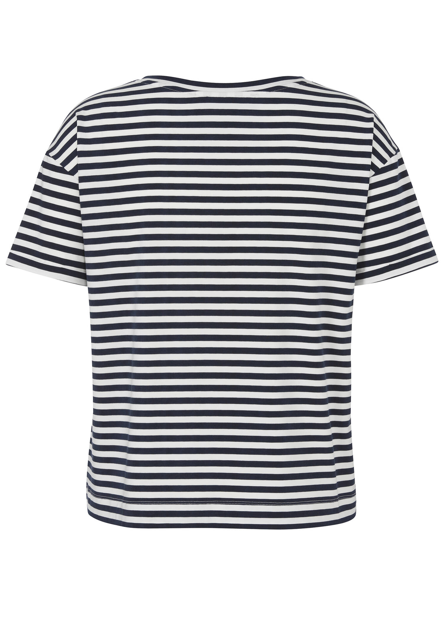Softes T-Shirt mit Ringeln und Palmenmotiv aus Schmucksteinchen /