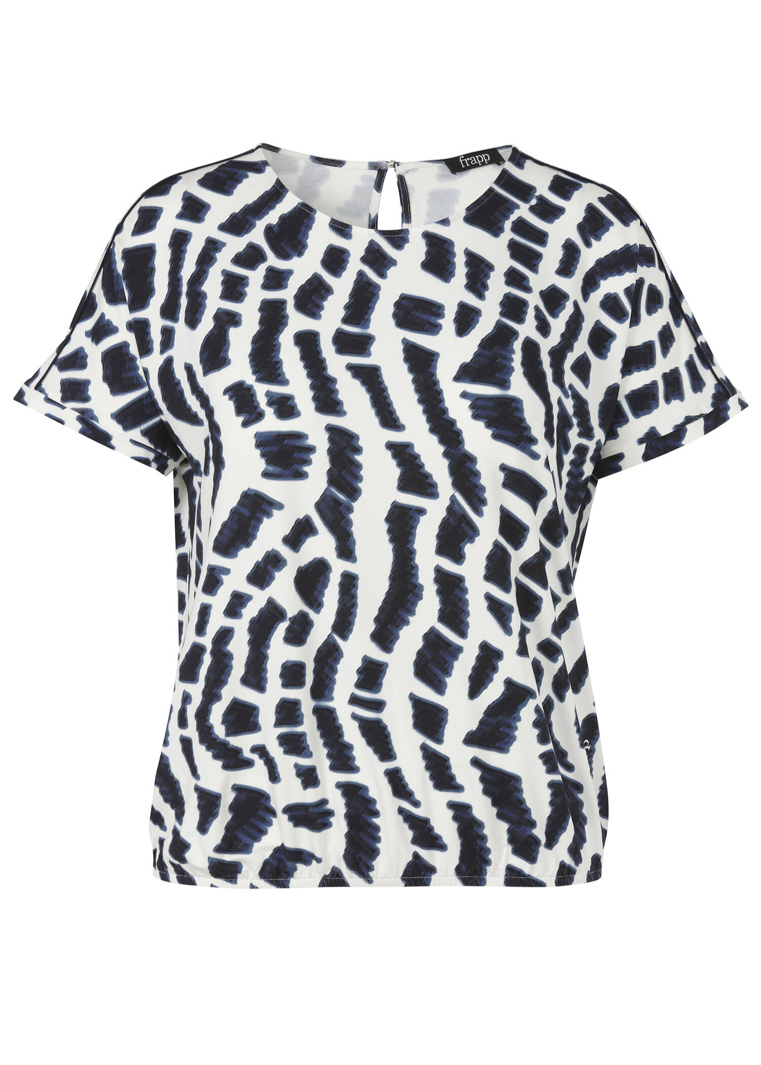Edles Viskose-Jersey-Shirt mit Print und Gummizugsaum /