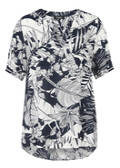 Zarte Print-Viskosebluse im leichten A-Schnitt Navy / Offwhite /