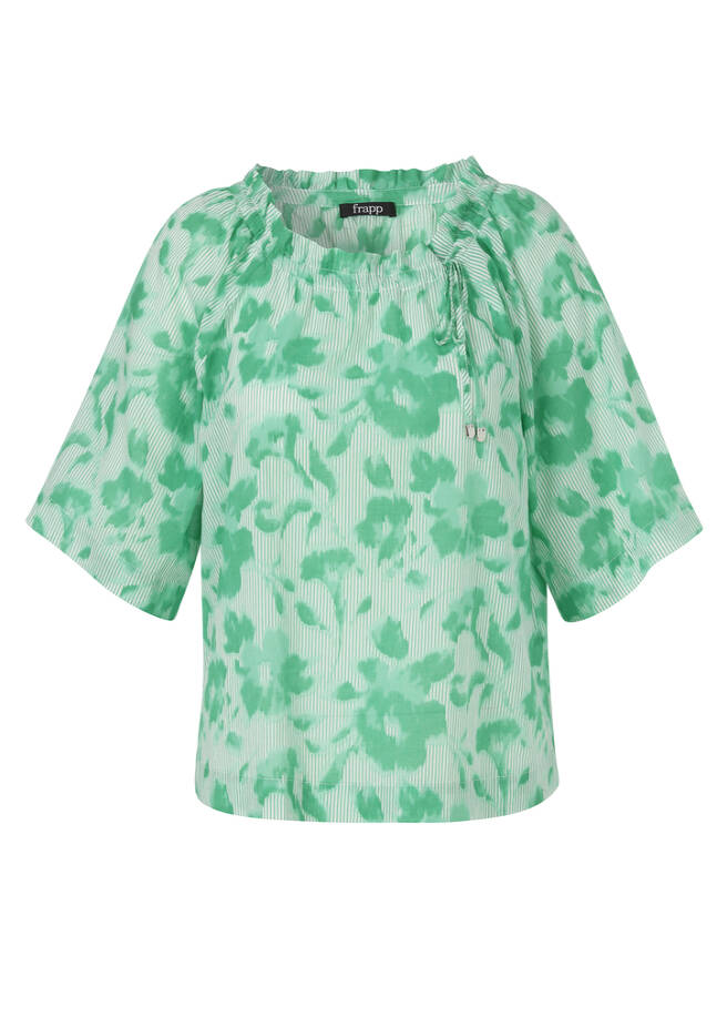 Luftige Halbarm-Baumwollbluse Mustermix peppermint multicol Frontansicht