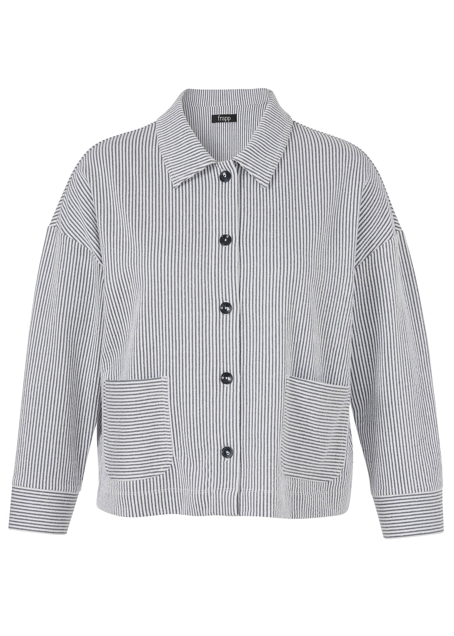 Gestreifte Sommerjacke Navy / Offwhite Seersucker /