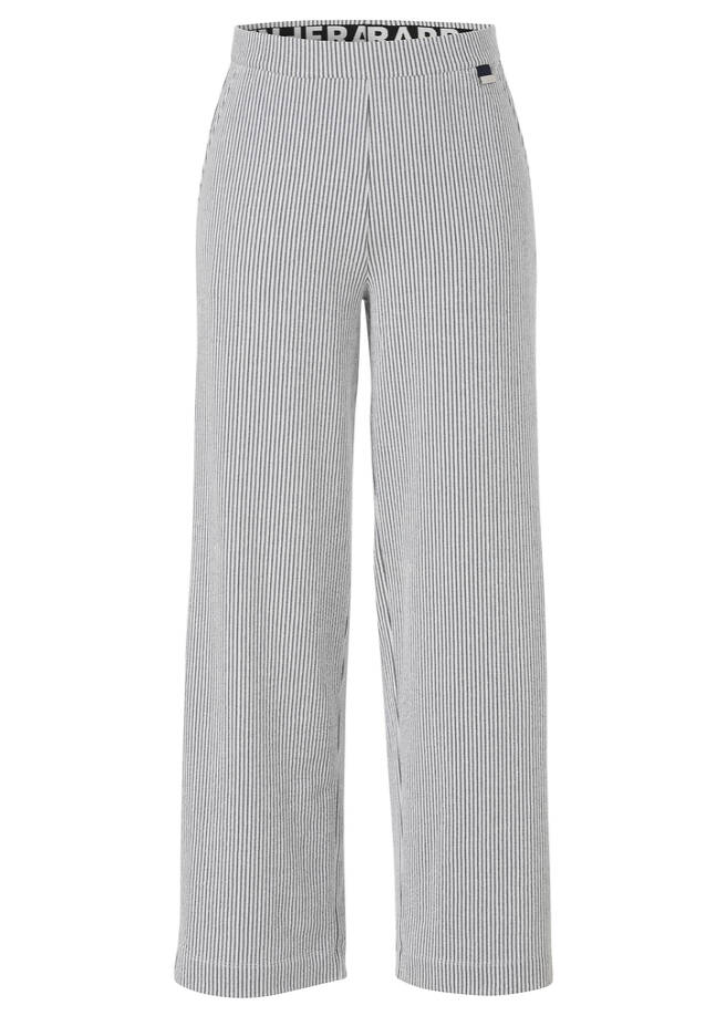 Gestreifte Sommerhose weites Bein Navy / Offwhite Seersucker navy / offwhite Frontansicht