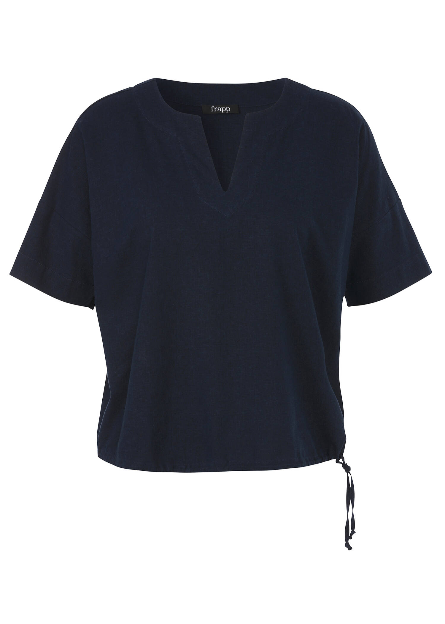 Leichte Premium Halbarmbluse Leinenmix Navy /