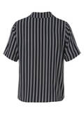Fließende Viskosebluse Kurzarm mit Längsstreifen Navy / Offwhite /