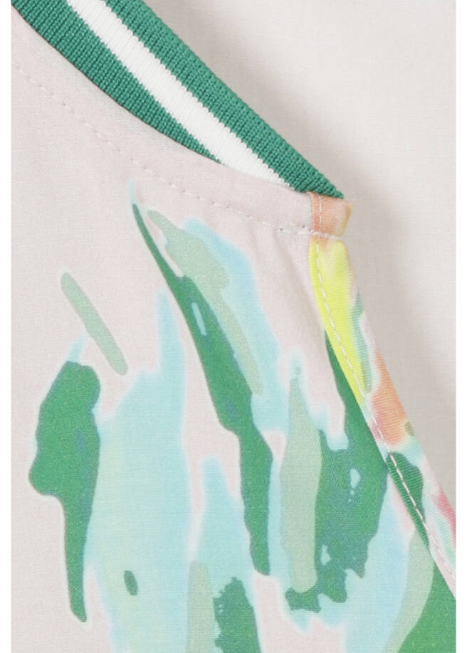 Fließende Viskosebluse Kurzarm mit Print /