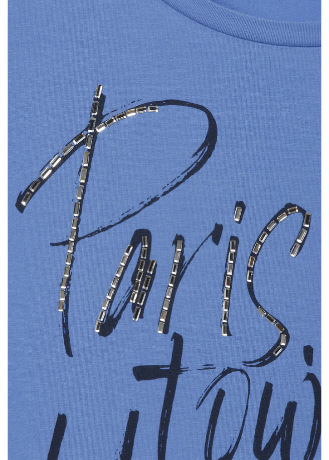 Softes 3/4-Arm Baumwoll-Jersey Shirt mit Motto-Print Blue / Navy /