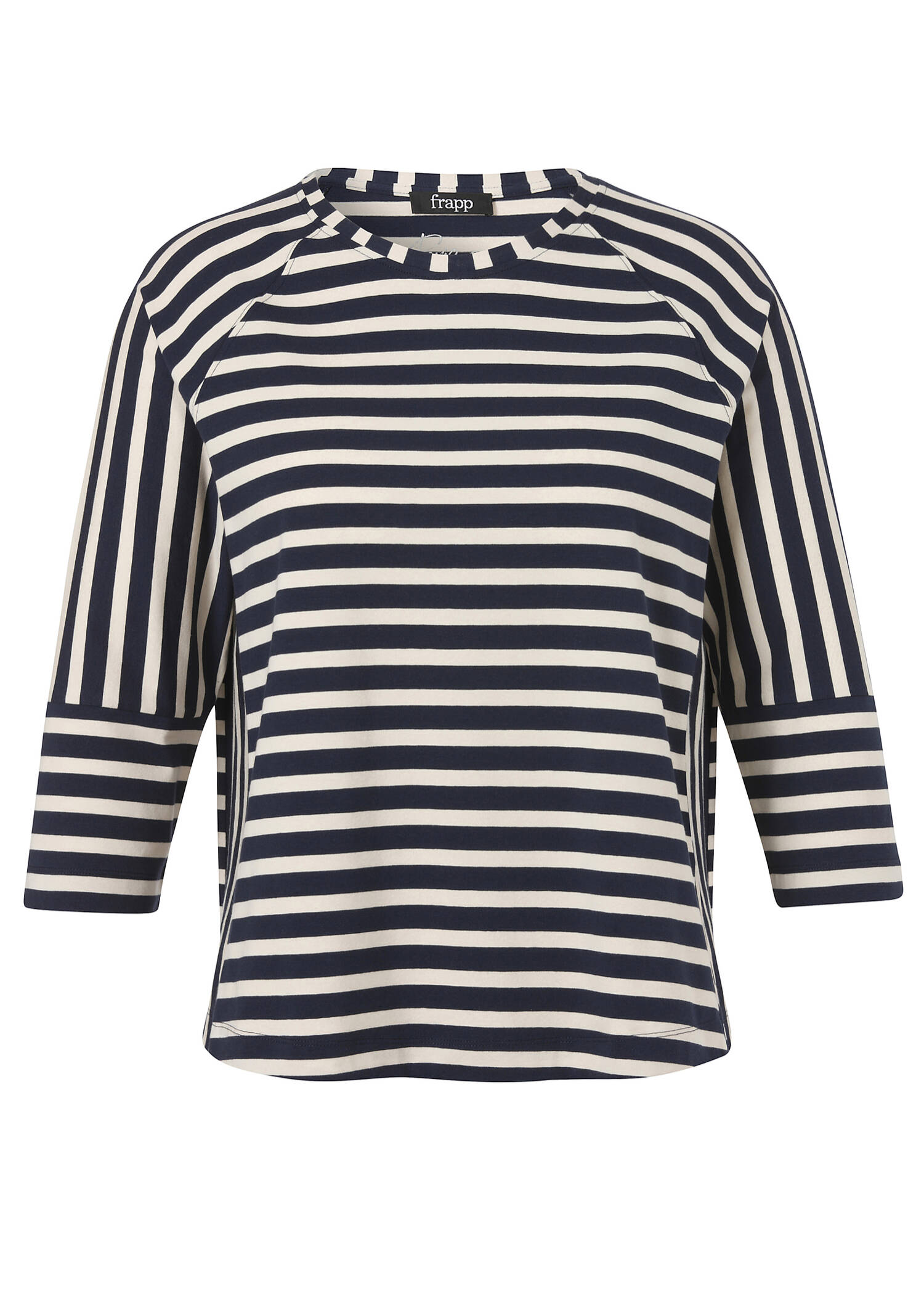 Softes 3/4-Arm Baumwoll-Jersey Shirt im Streifen-Dessin Navy / Sand /