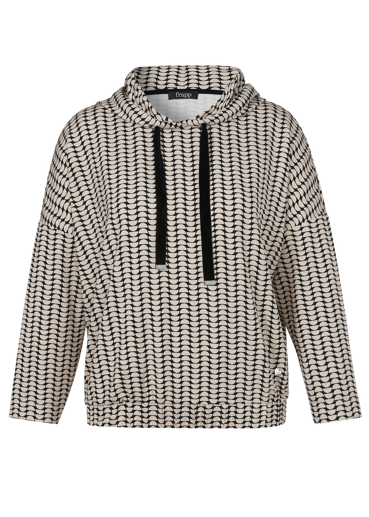 Edles Kapuzen-Sweatshirt mit Bicolor-Print Schwarz / Sand /