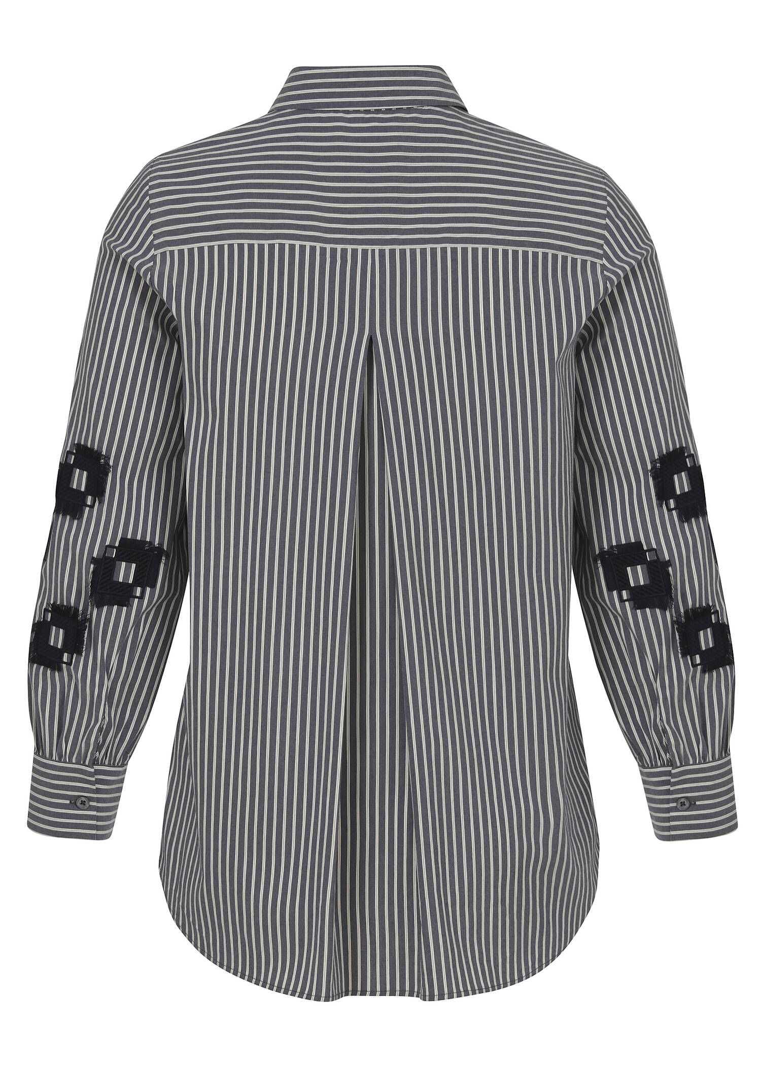 Längsgestreifte Baumwoll-Stretchbluse mit Verzierung am Arm / 