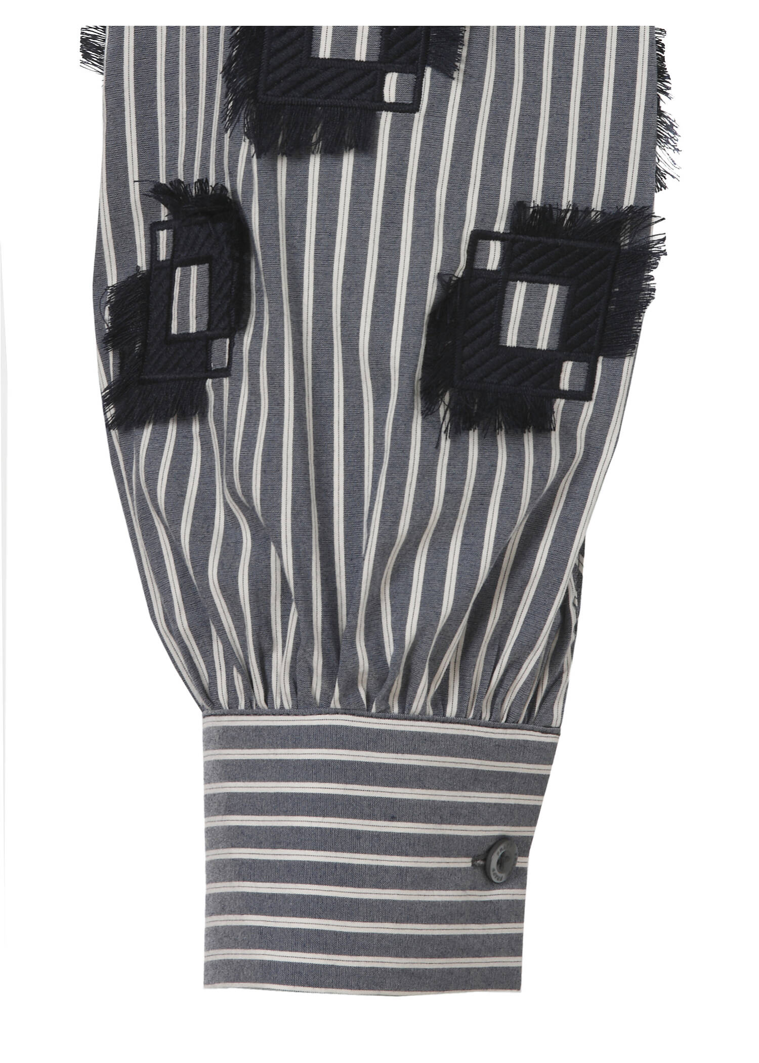 Längsgestreifte Baumwoll-Stretchbluse mit Verzierung am Arm / 