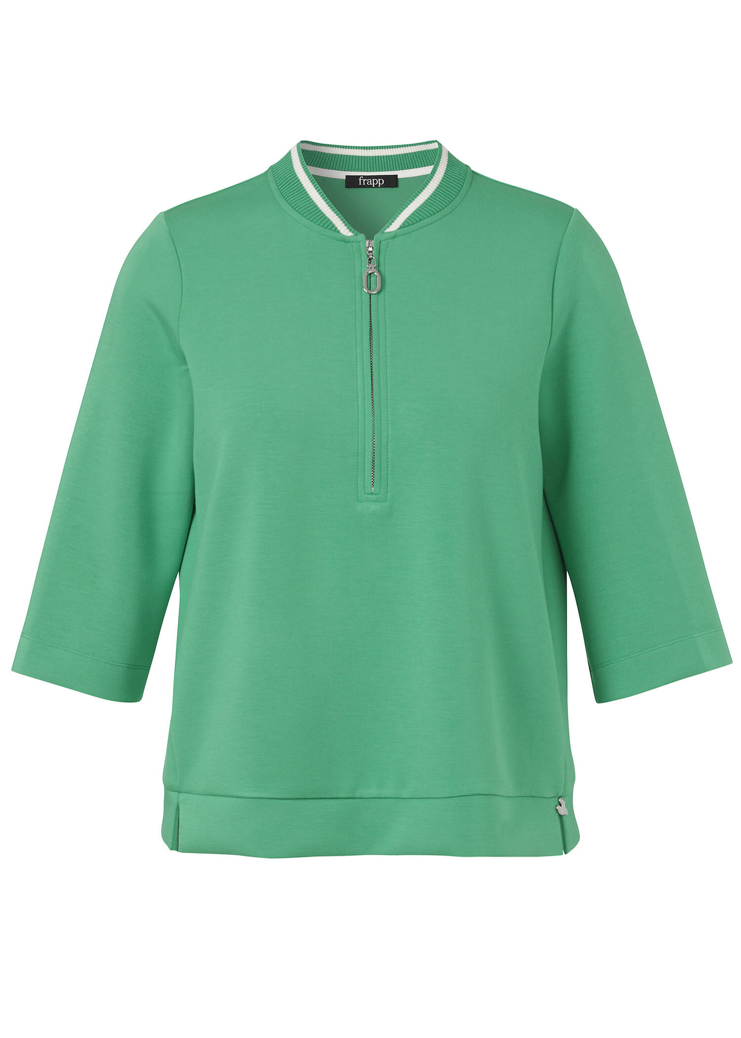 3/4-Arm Stehkragen-Sweatshirt mit Zipper / 