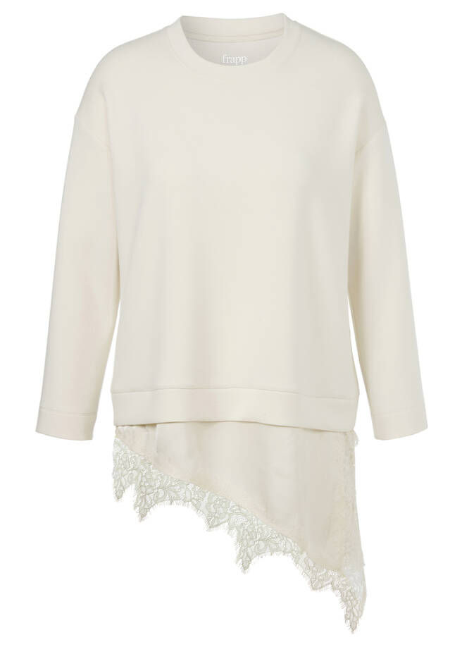 Raffiniertes Sweatshirt mit Blusenansatz butter Frontansicht
